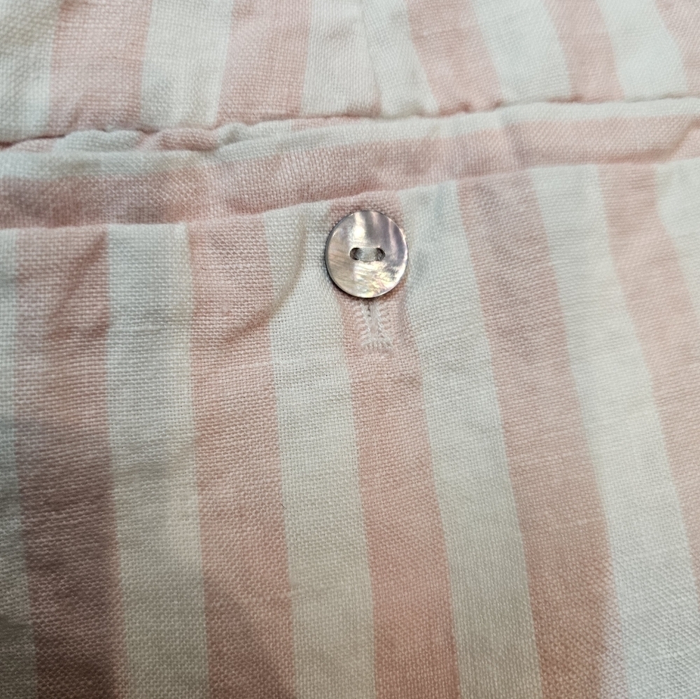 Cynthia Rowley Pink White Striped Linen Blend Shorts Drawstring Casual Large - Picture 7 of 9